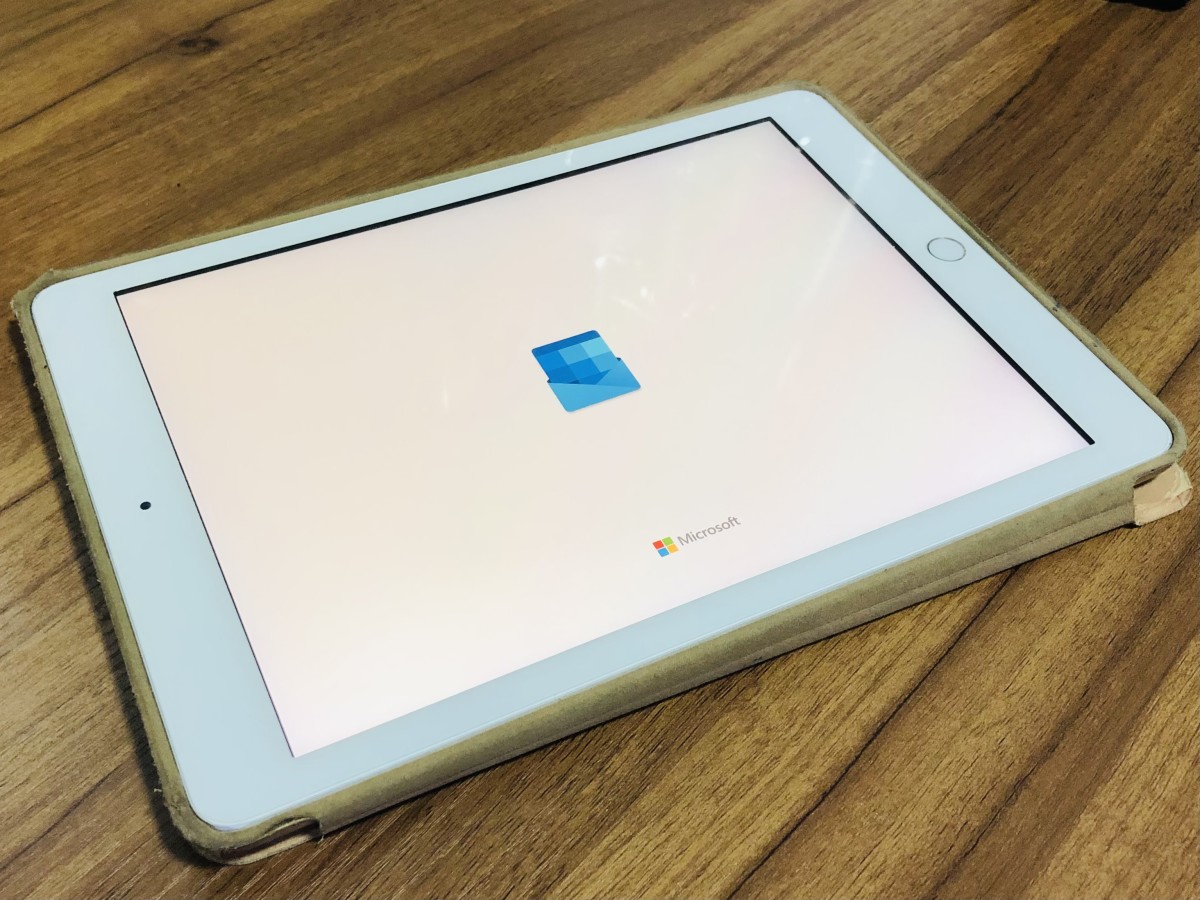 A tablet with Microsoft Outlook welcome screen