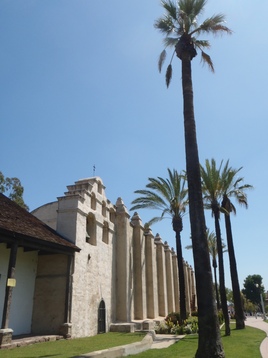 The moorish style Mission San Gabriel.  Unique among missions for its architecture.
