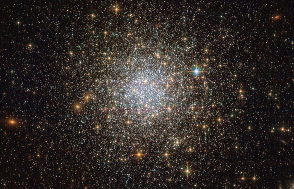The globular star cluster, NGC 1466, shows us the diversity of stars. Heavier blue stars are pulled toward the middle of the cluster.