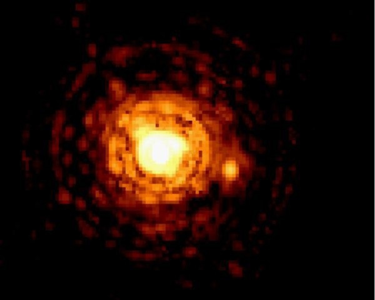 Binary red dwarf stars. The smaller star, Gliese 623B, is only 8% of the Sun's mass.