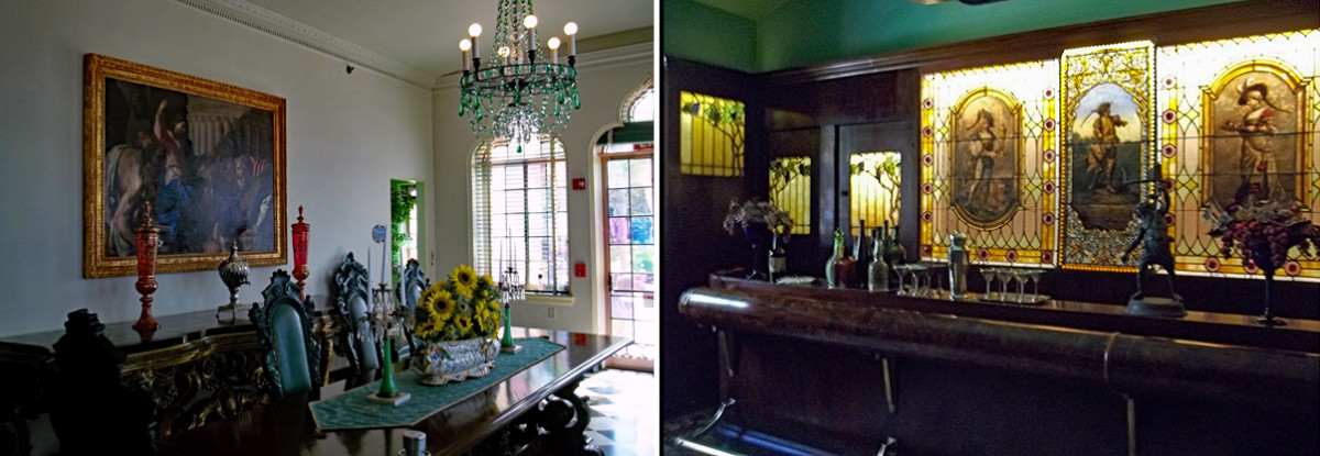 One of the dining rooms and the bar.