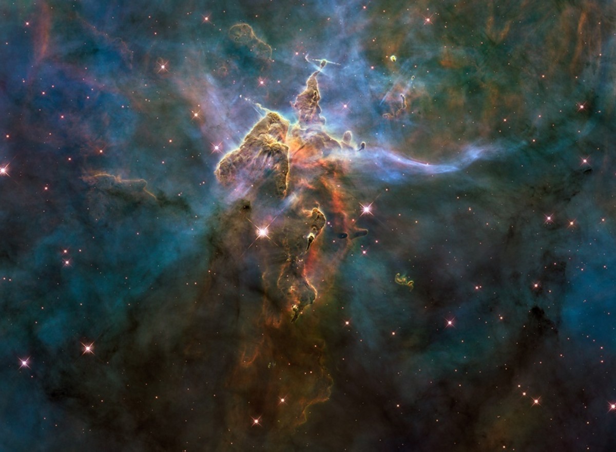 A region of the Carina Nebula called Mystic Mountain in which stars are forming.