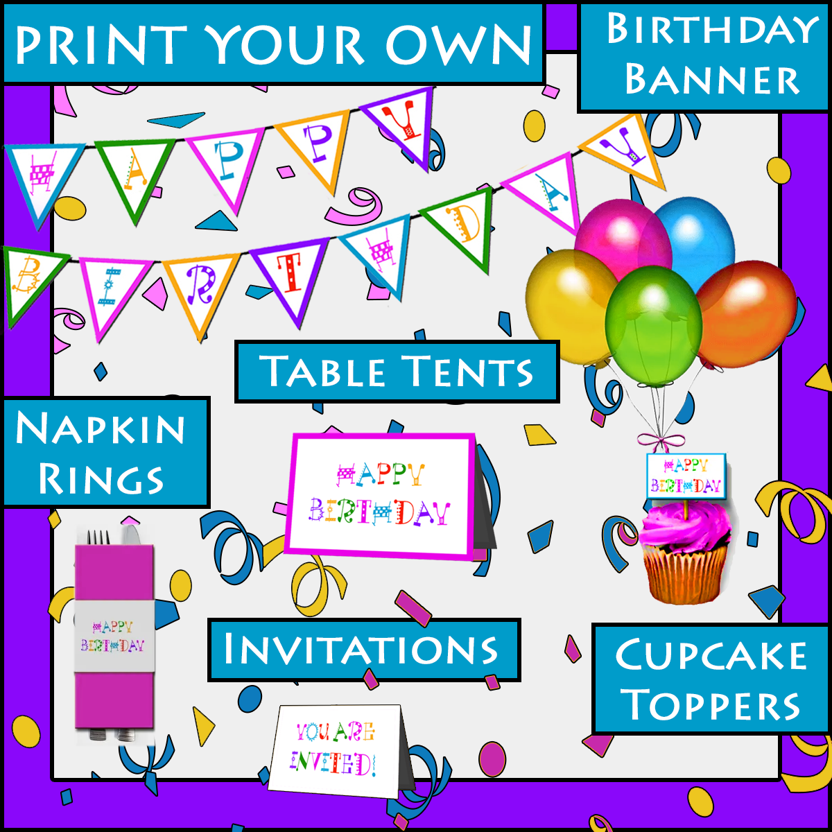 Free Happy Birthday Clipart & Printable Party Decorations
