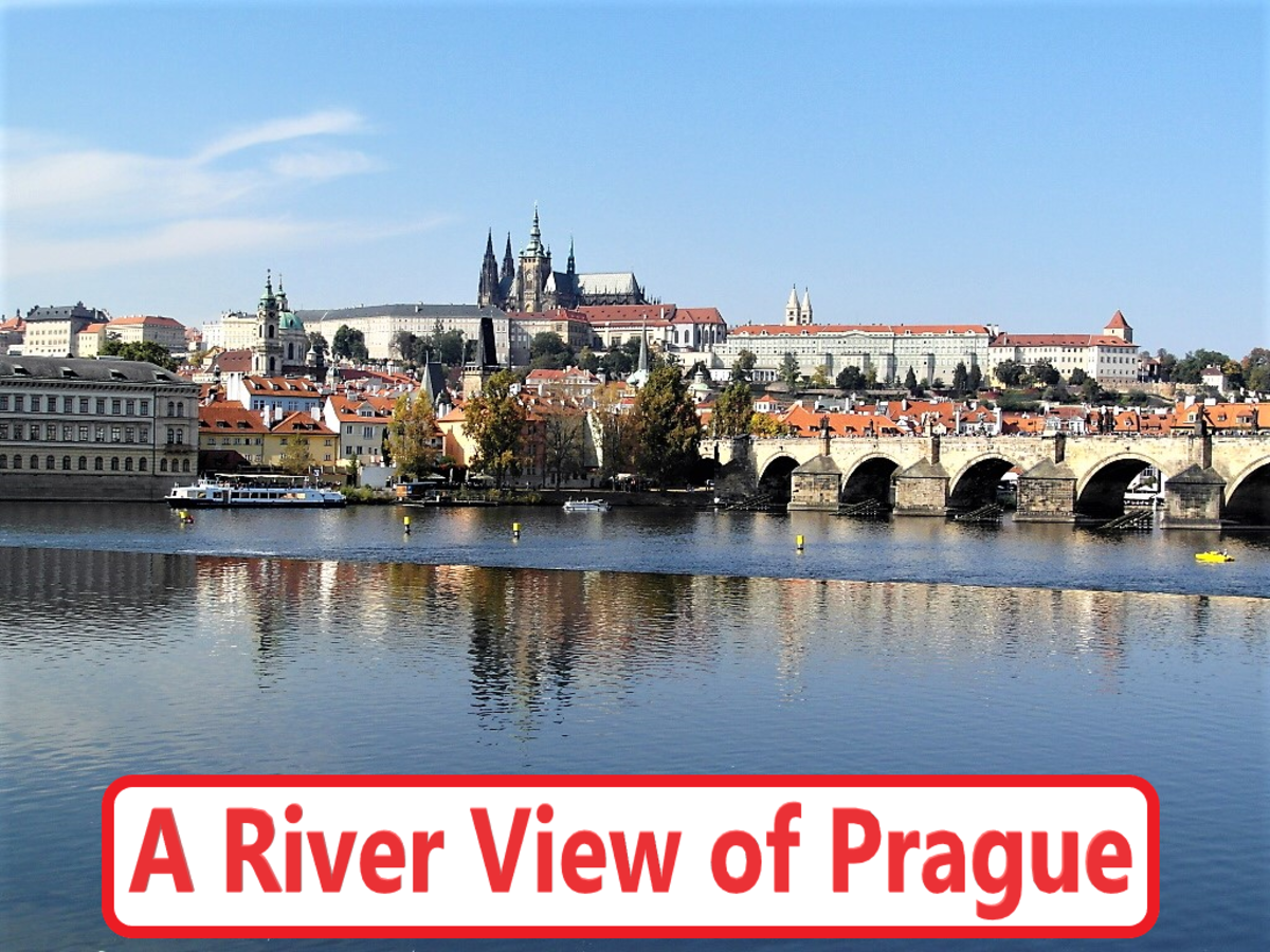 The view across the River Vltava towards Prague Castle.