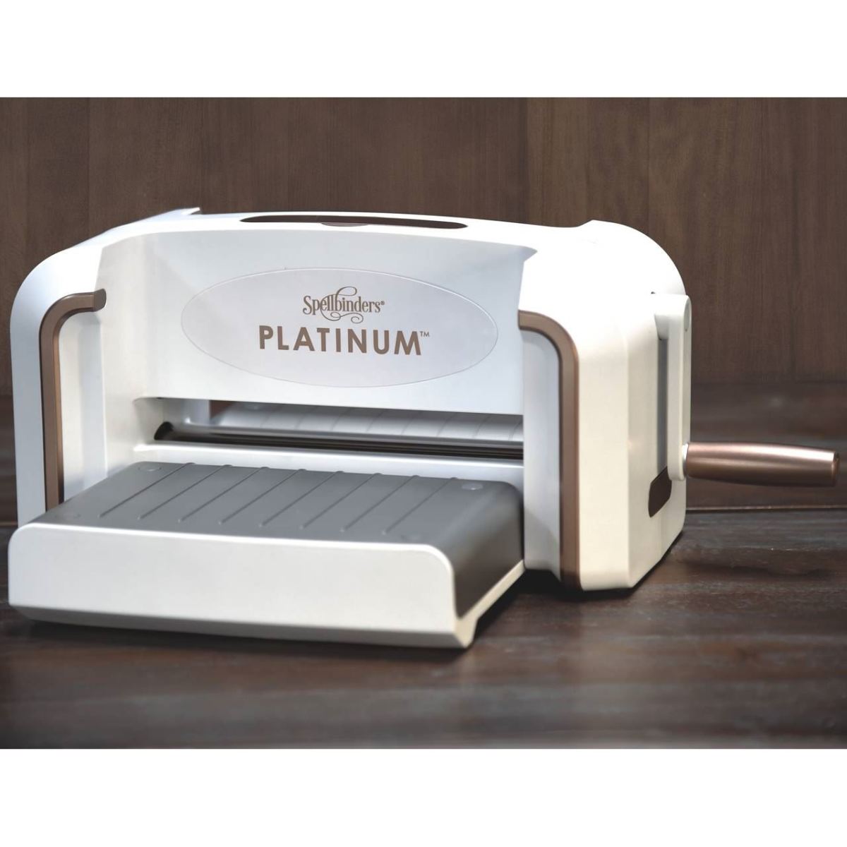 The Spellbinders Platinum die cutting machine is one of many that is compatible with the Glimmer foiling system