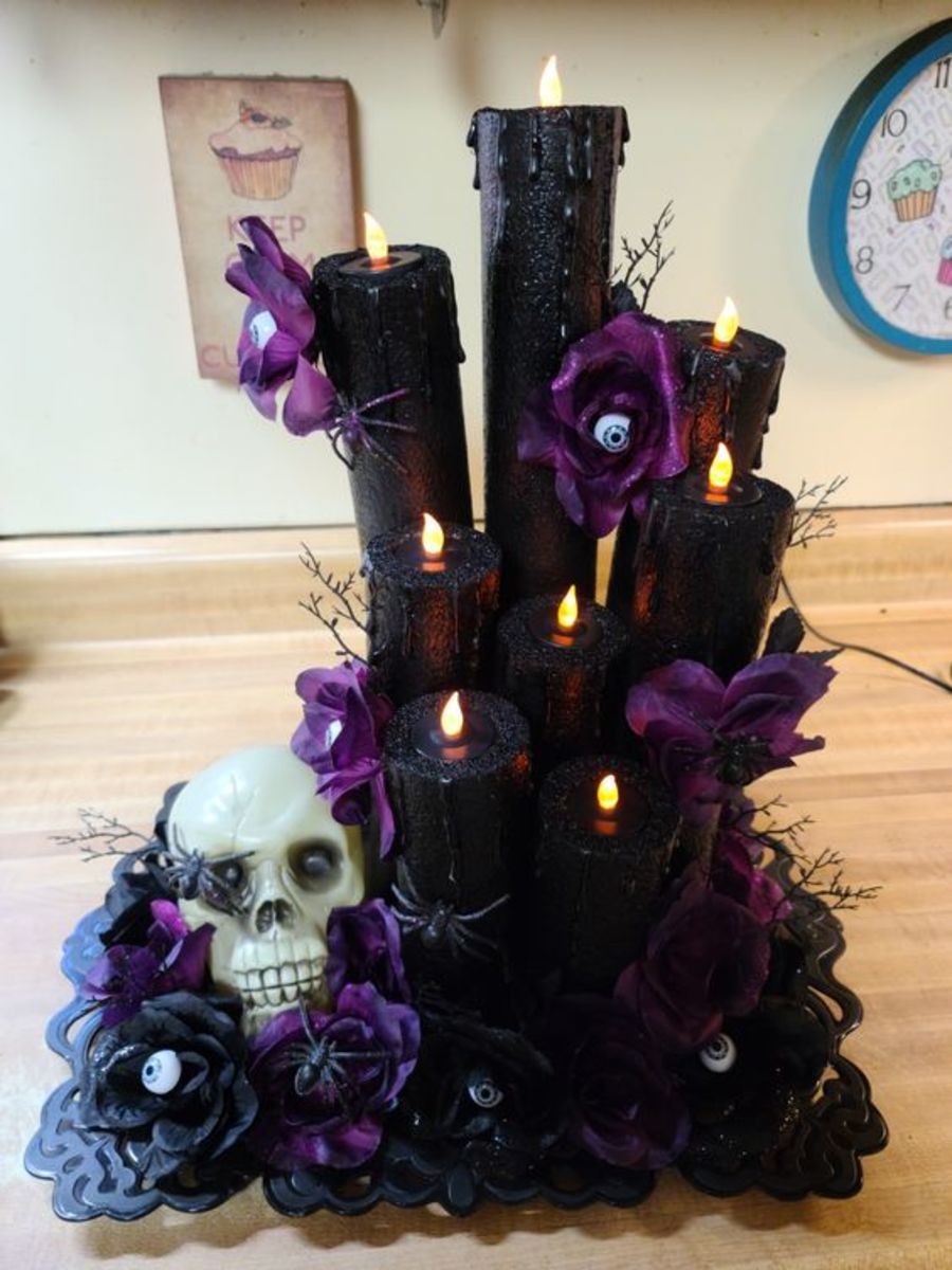 Black LED Candles With Skull Base