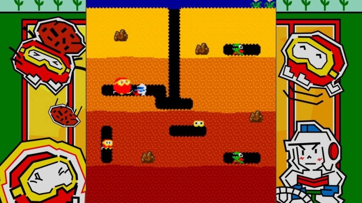 Dig Dug by Namco, released in 1982. We enjoyed the digging aspect of this.