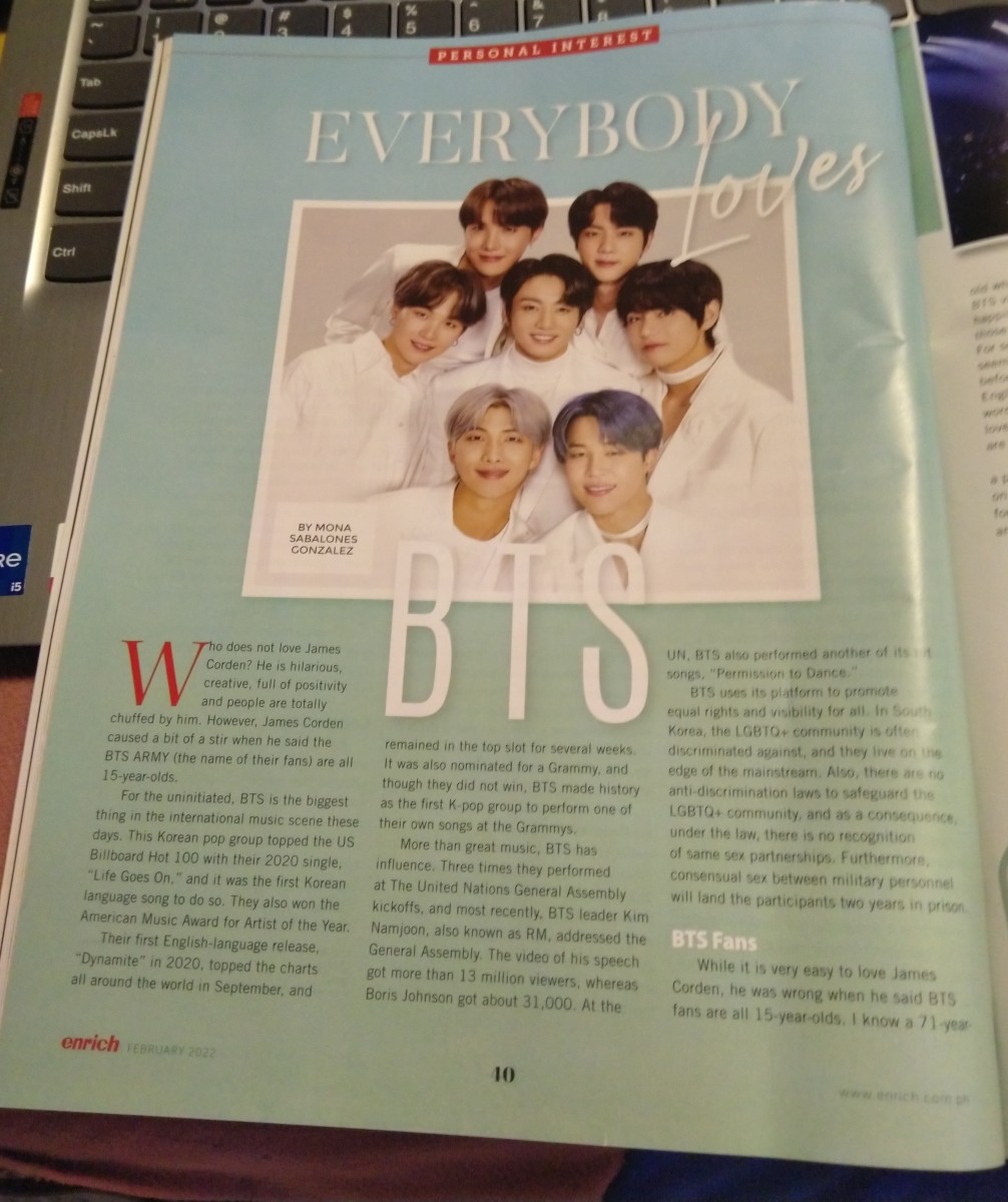 My article on BTS in Enrich Magazine