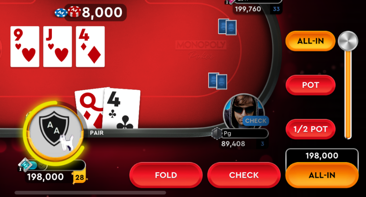 In some poker games, you can only bet up the point that you put the other player all in.