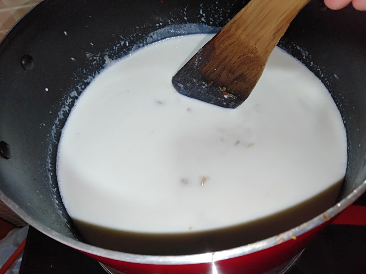 Add milk and stir continuously to avoid lumps.
