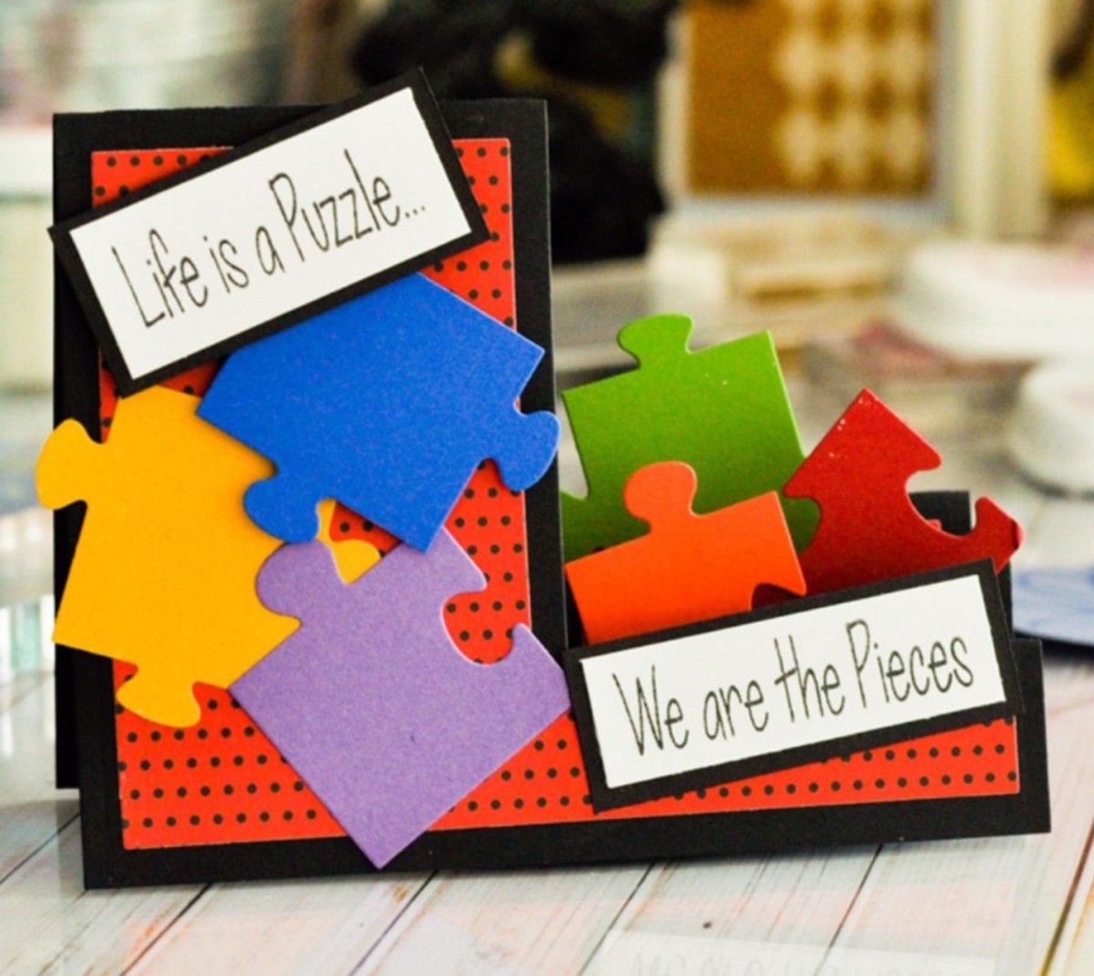 Create a fun card using puzzle pieces