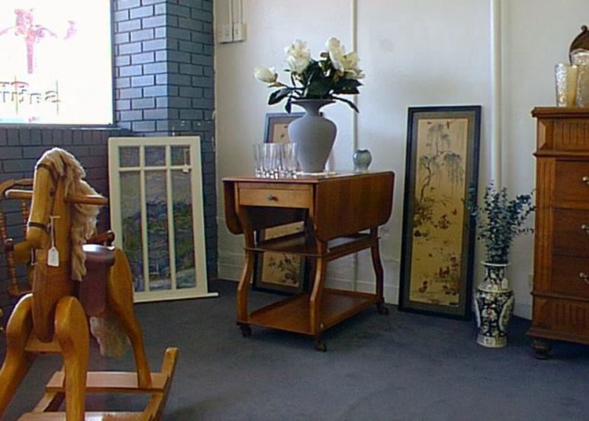 Decorative windows, side tables, vintage pictures, glassware, toys and more