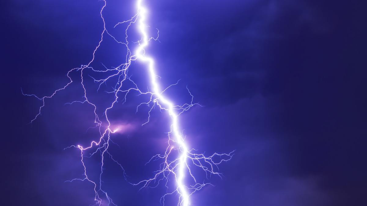 A bolt of lightning or a thunderstorm in the text symbolizes terror.