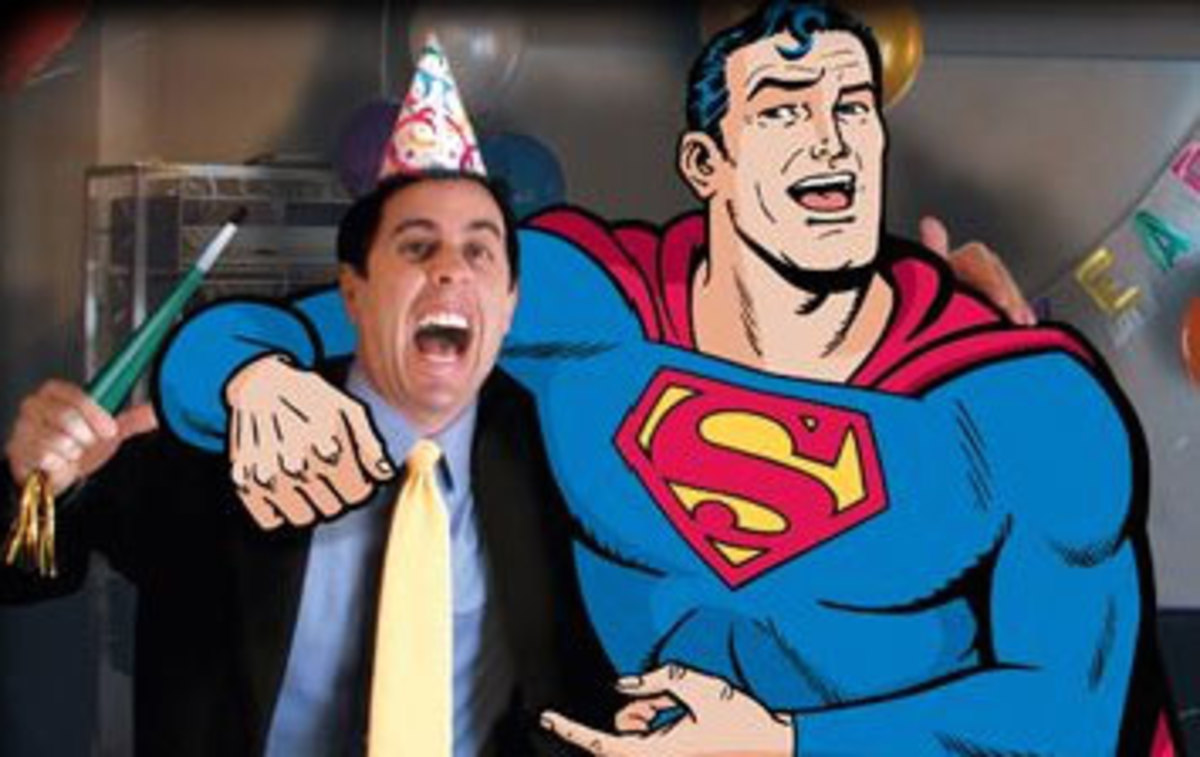 Jerry Seinfeld and Superman in an American Express commercial
