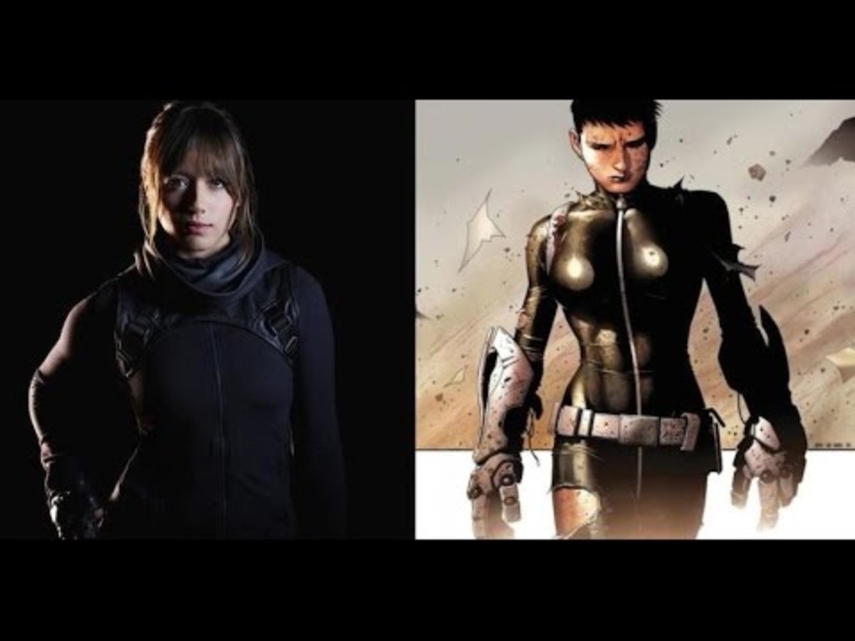 Left, Chloe Bennet Plays Skye, AKA Daisy Johnson on Agents of Shield. Right, Daisy Johnson, Codename Quake, from the comics