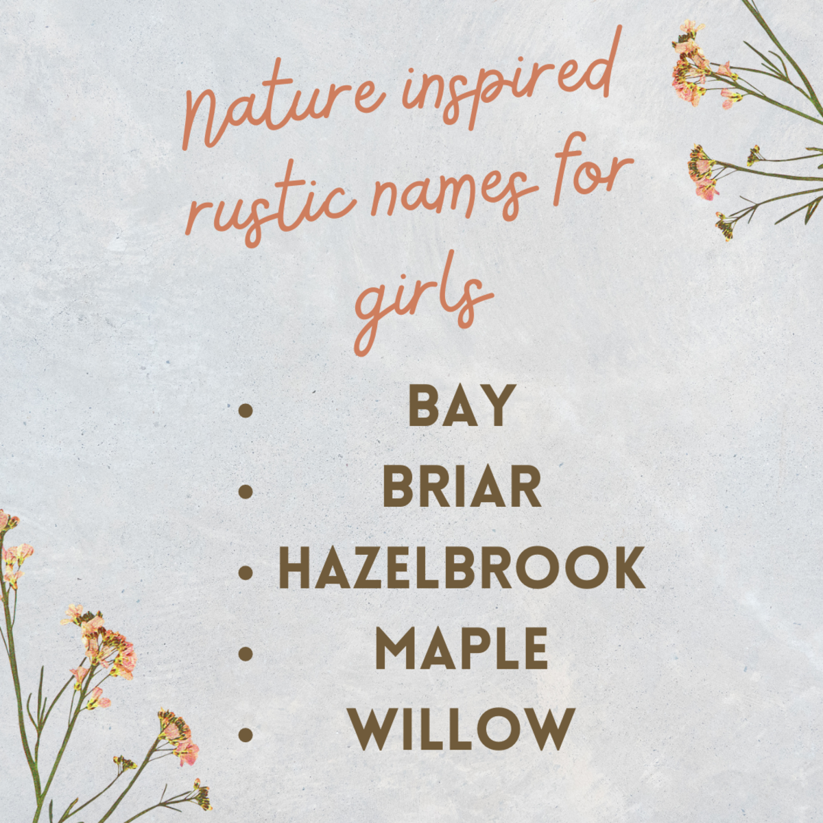 Bay, Briar, Hazelbrook, Maple and Willow are 5 nature-inspired rustic baby names for your baby girl.