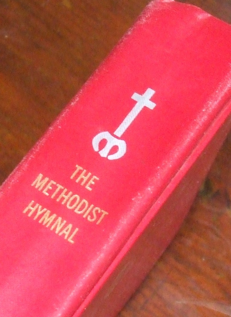 The spine of a Methodist hymnal from the 1960's.
