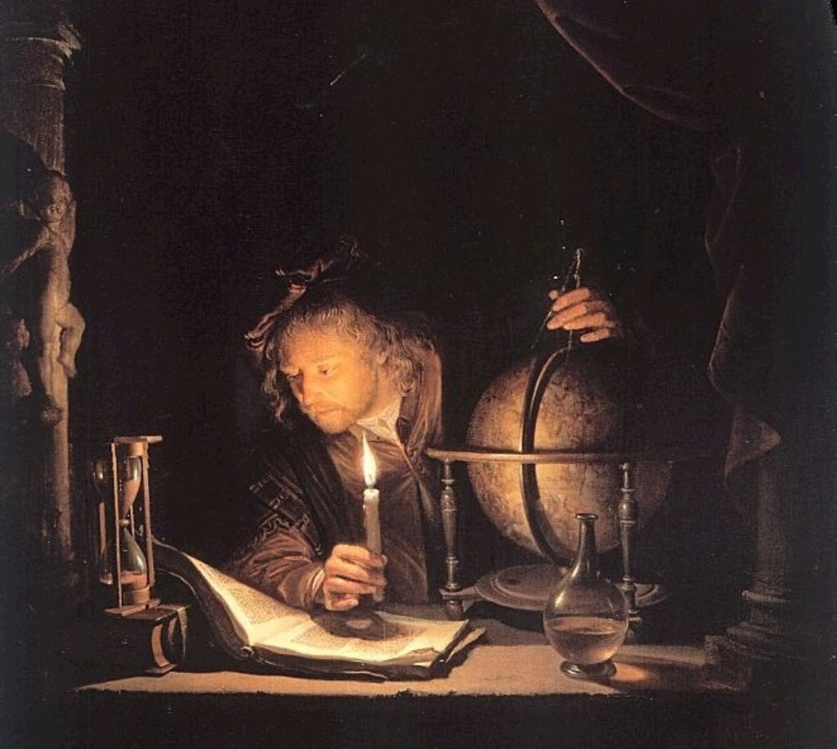 The painting “Astronomer by Candlelight” by the Dutch artist Gerrit Dou, c. 1651.