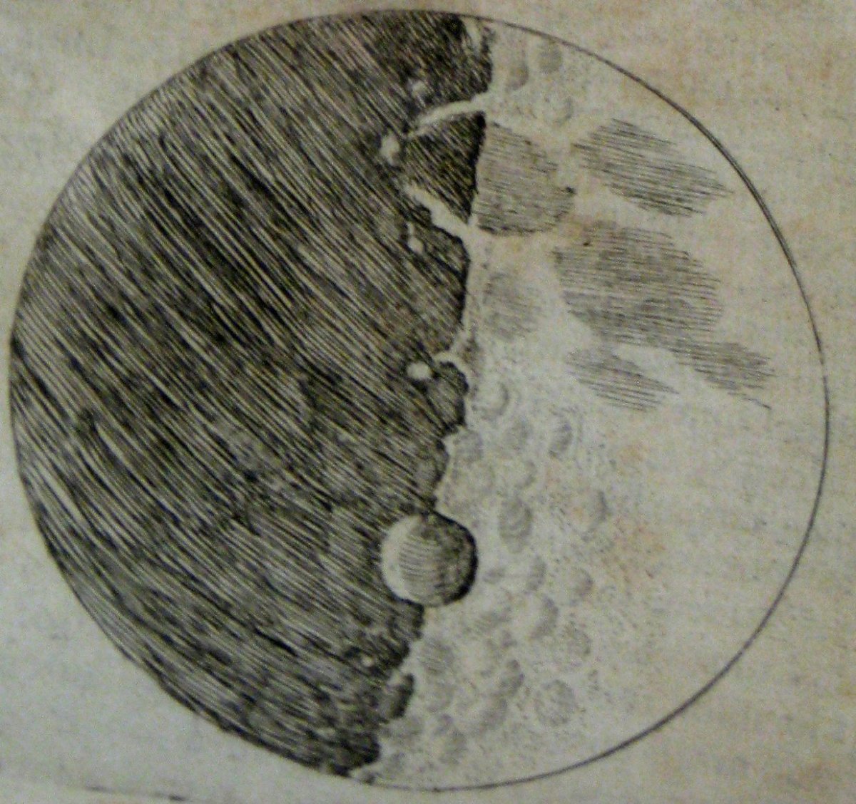 Galileo’s drawing of the surface of the Moon.