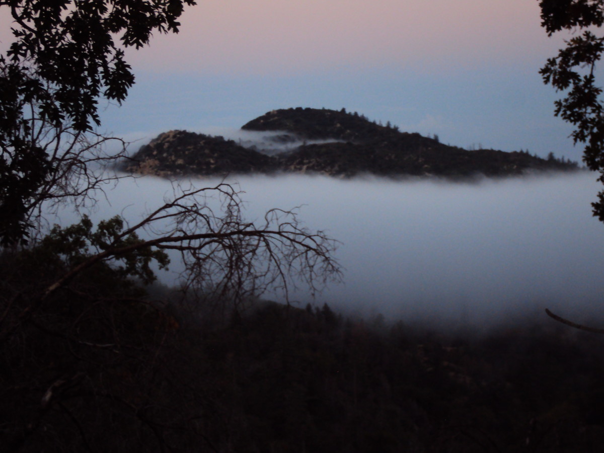 More fog rolling in through the San Bernardino Mountains.