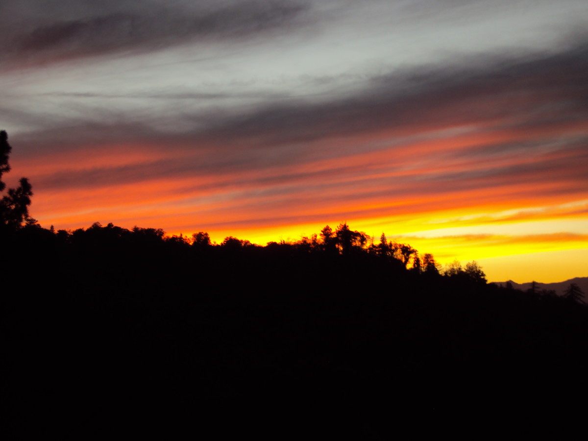 Brilliant colors of a sunset in the San Bernardino Mountains.