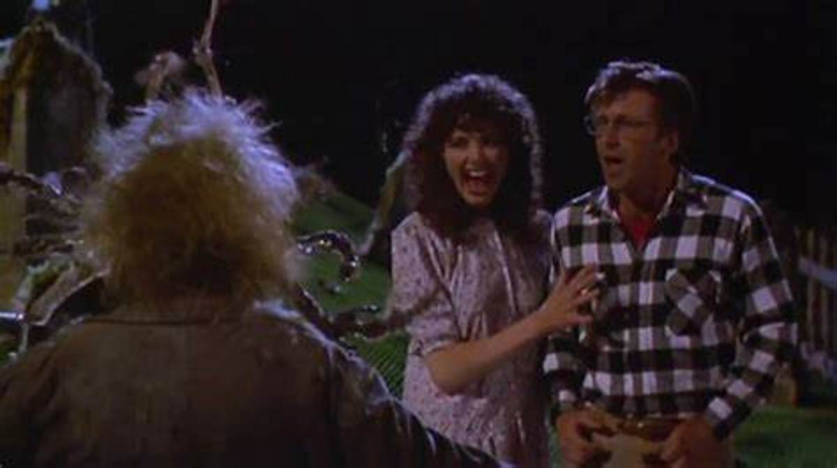Barbara (Geena Davis) and Adam (Alec Baldwin) inadvertently summon Beetlejuice while trying to haunt their house