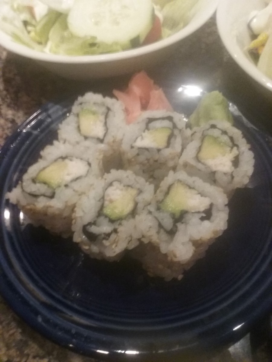 The avocado in the California roll was very fresh and tasty.