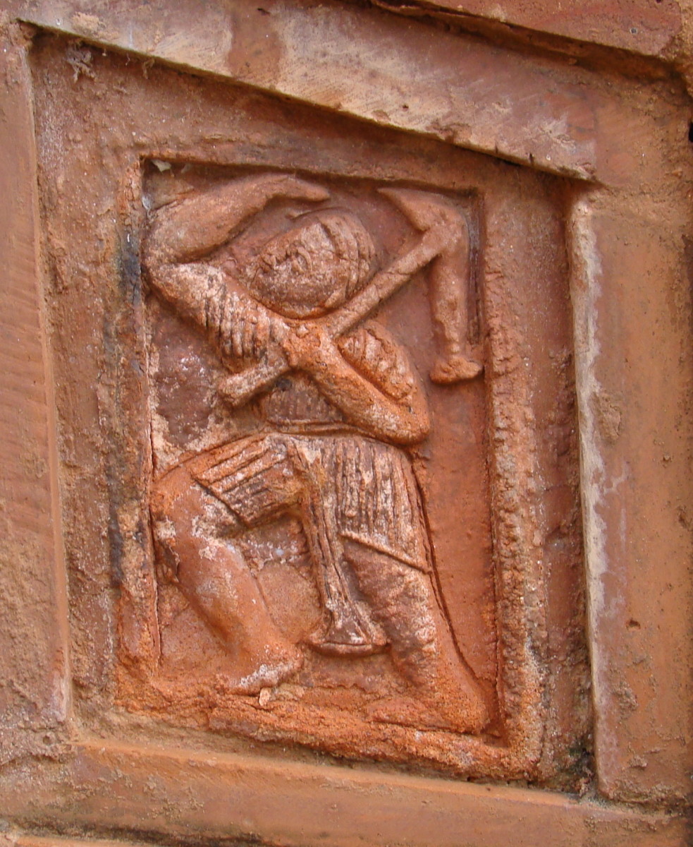 Farmer; bas-relief in stone; Ganpur, Birbhum