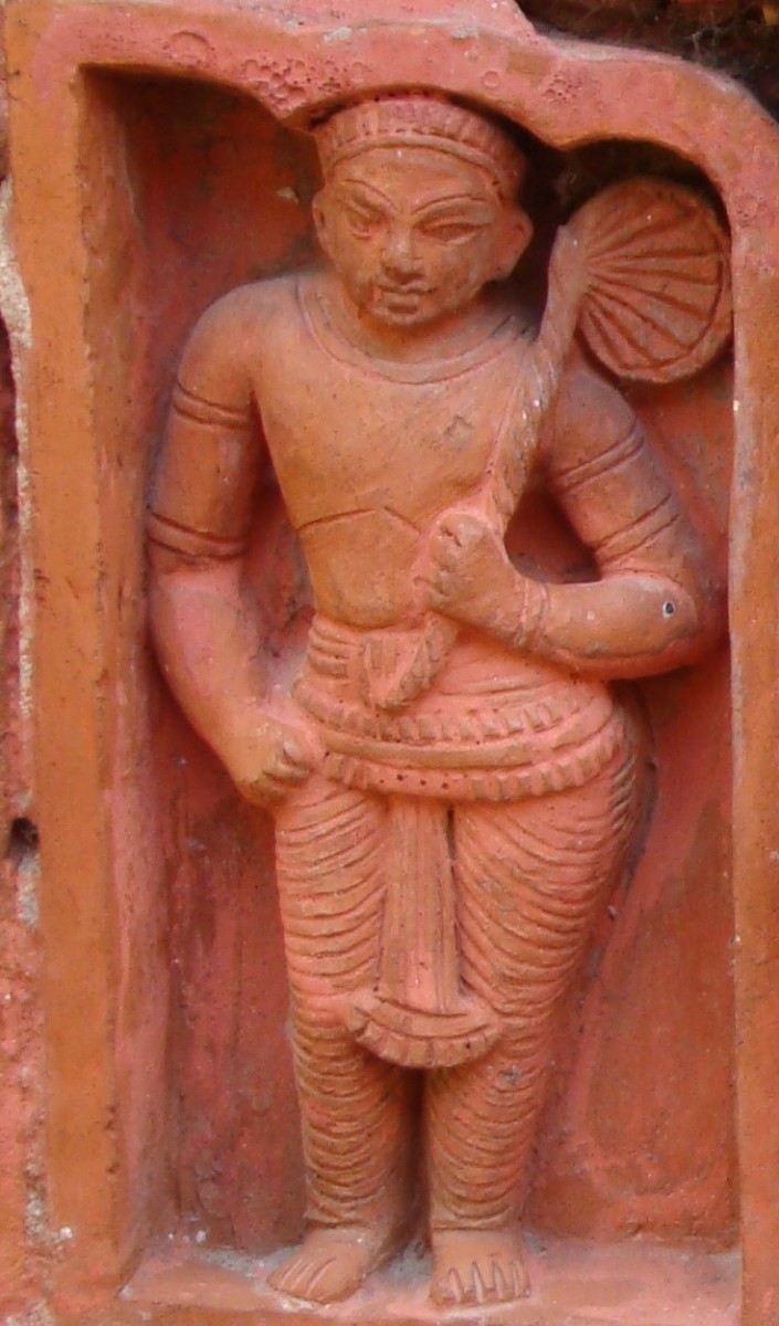 Fan bearer; terracotta; Gopinath temple; Dasghara, Hooghly