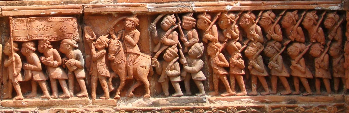 Soldiers; Charbangla temple; Baronagar, Murshidabad