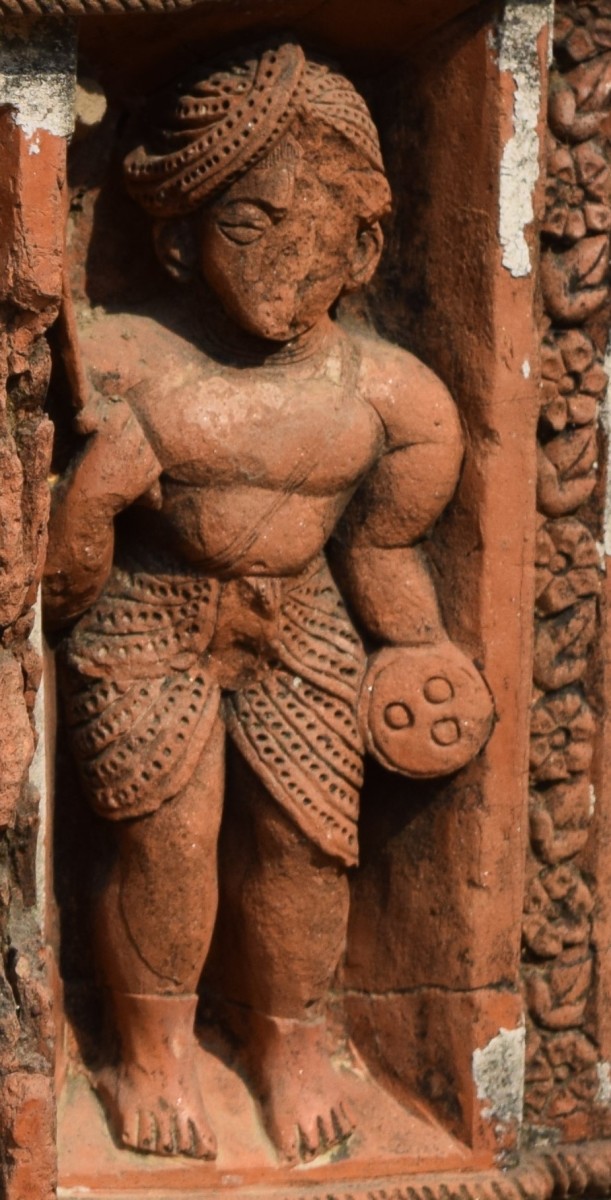 Guard with the sacred thread; terracotta; Shiva temple; Sribati 1