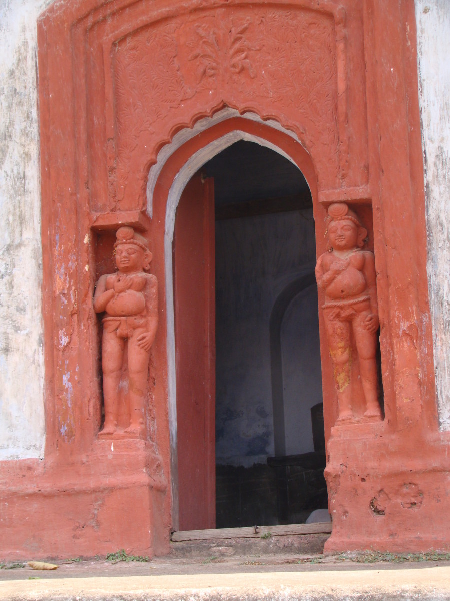 Two "Dwarpala"-s ; terracotta; Shiva temple; Dasghara; Hooghly
