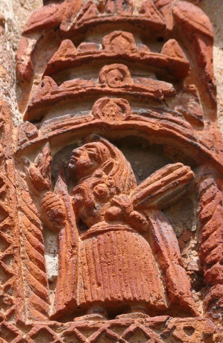 House maid with a broom; terracotta; Ananta Basudeva temple; Bansberia, Hooghly
