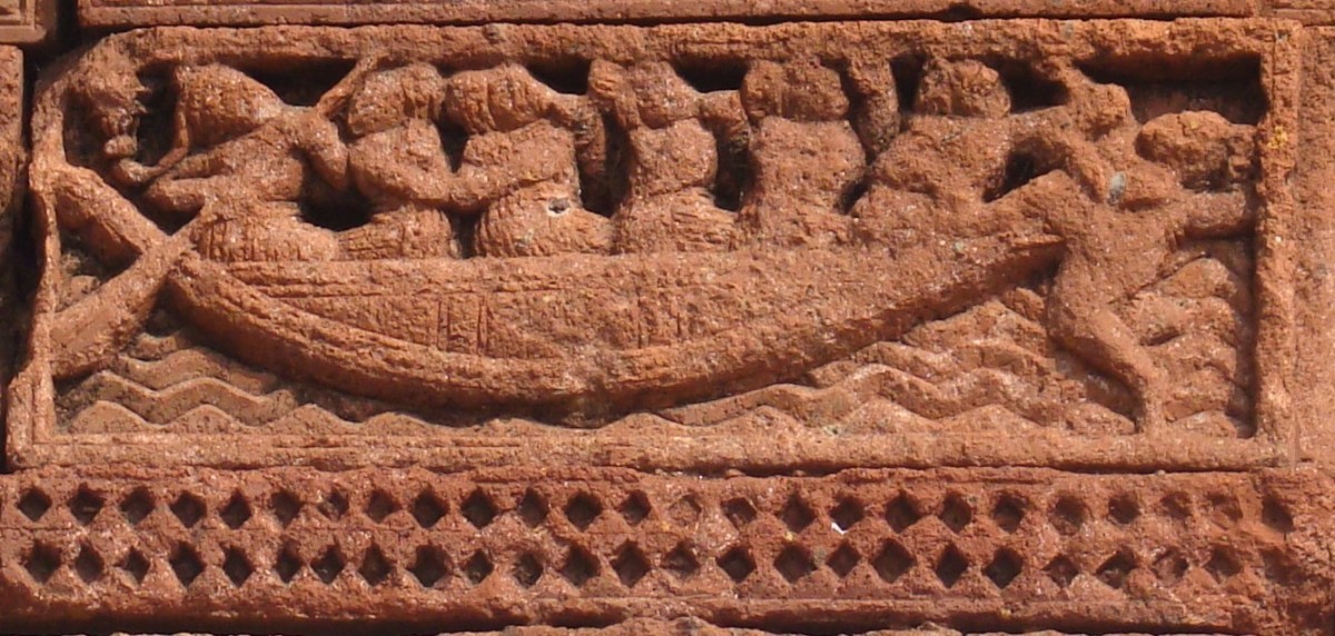 Nouka Bilas; bas-relief in stone; Ganpur, Birbhum