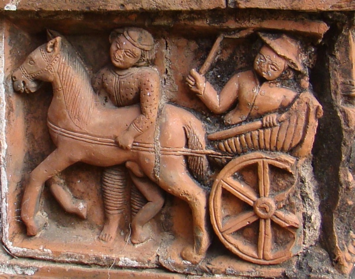 Horse drawn carriage; terracotta; Gopaleswar temple; Bankati; Paschim Bardhaman