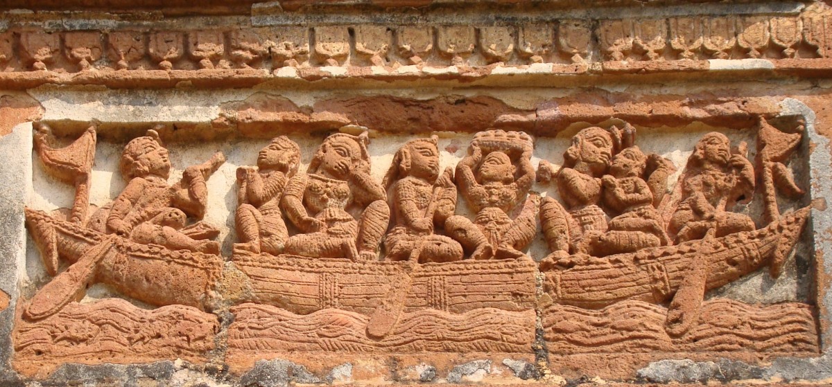 Nouka Bilas : Krishna leela; terracotta; Jorbangla temple; Vishnupur