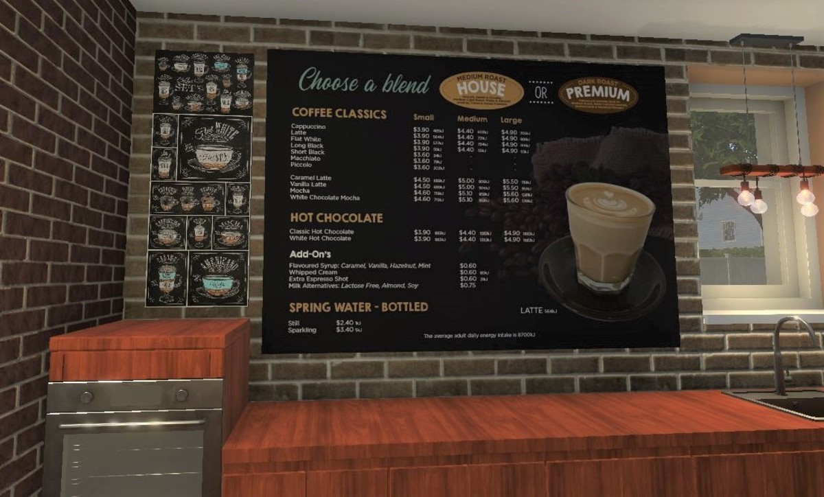 I renovated a house to look like a coffee shop, and used photos of menus to make it look more realistic!