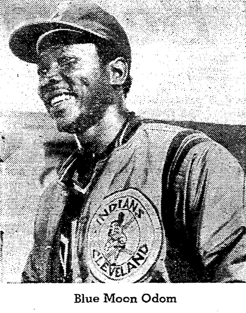 John "Blue Moon" Odom smiles after pitching a shutout in his only start for the Cleveland Indians.