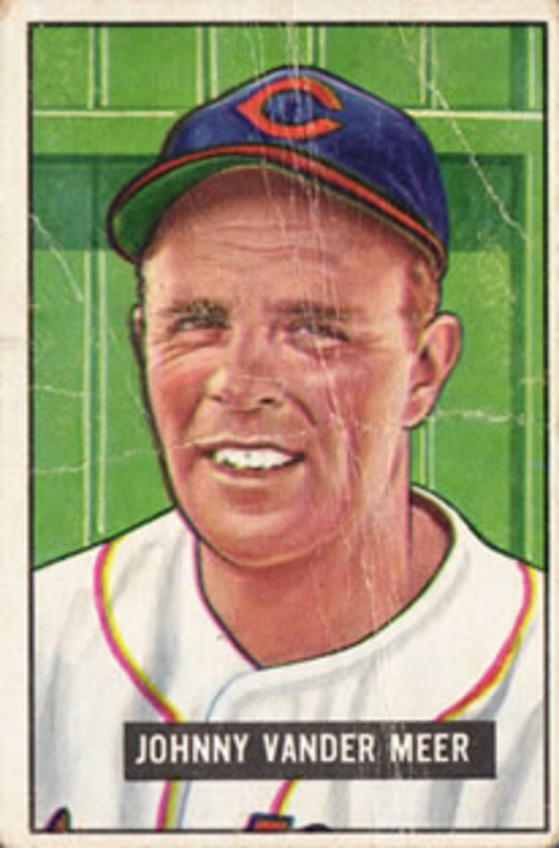 Johnny Vander Meer made one start for Cleveland, but that was enough to get onto a 1951 Bowman baseball card.