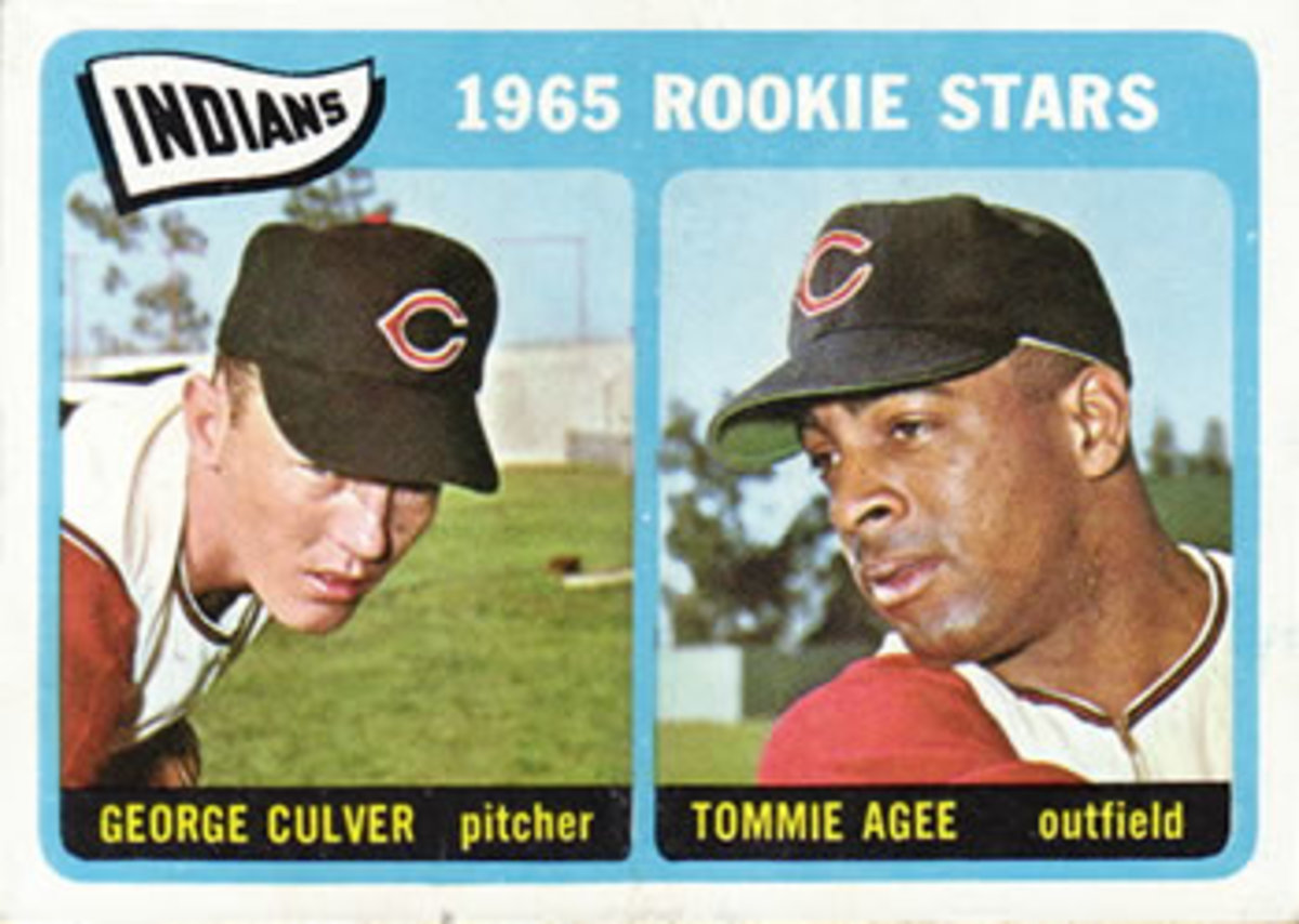 Tommie Agee is pictued on his 1965 Topps rookie card with the Cleveland Indians.