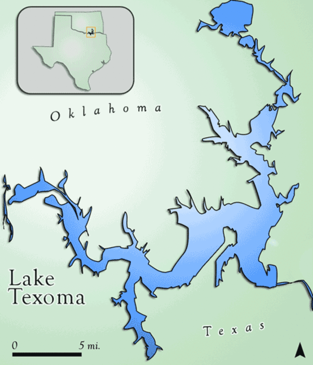 Kayak Fishing on Lake Texoma Suggested Places to "Put In" on the Texas Side SkyAboveUs