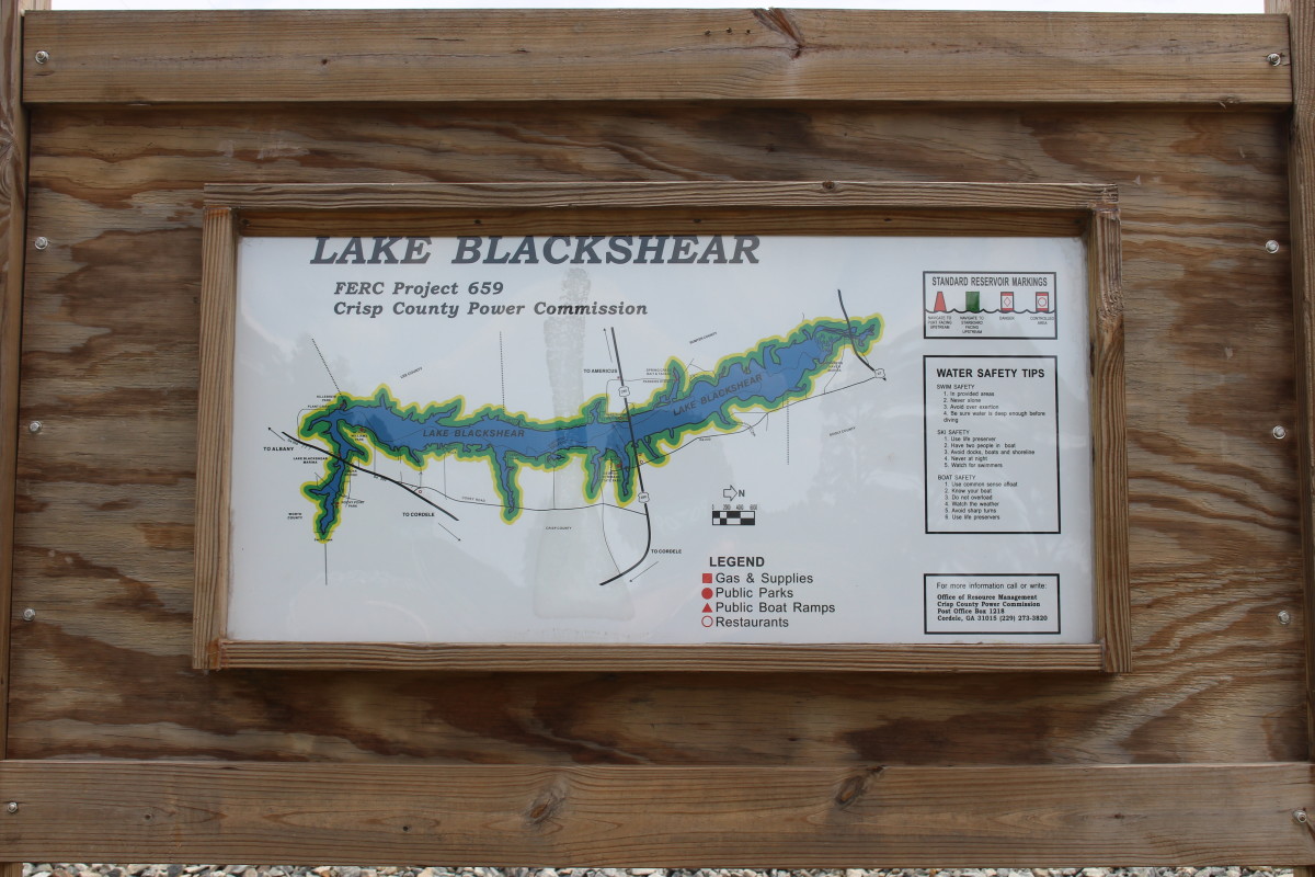 A map of Lake Blackshear in Georgia.