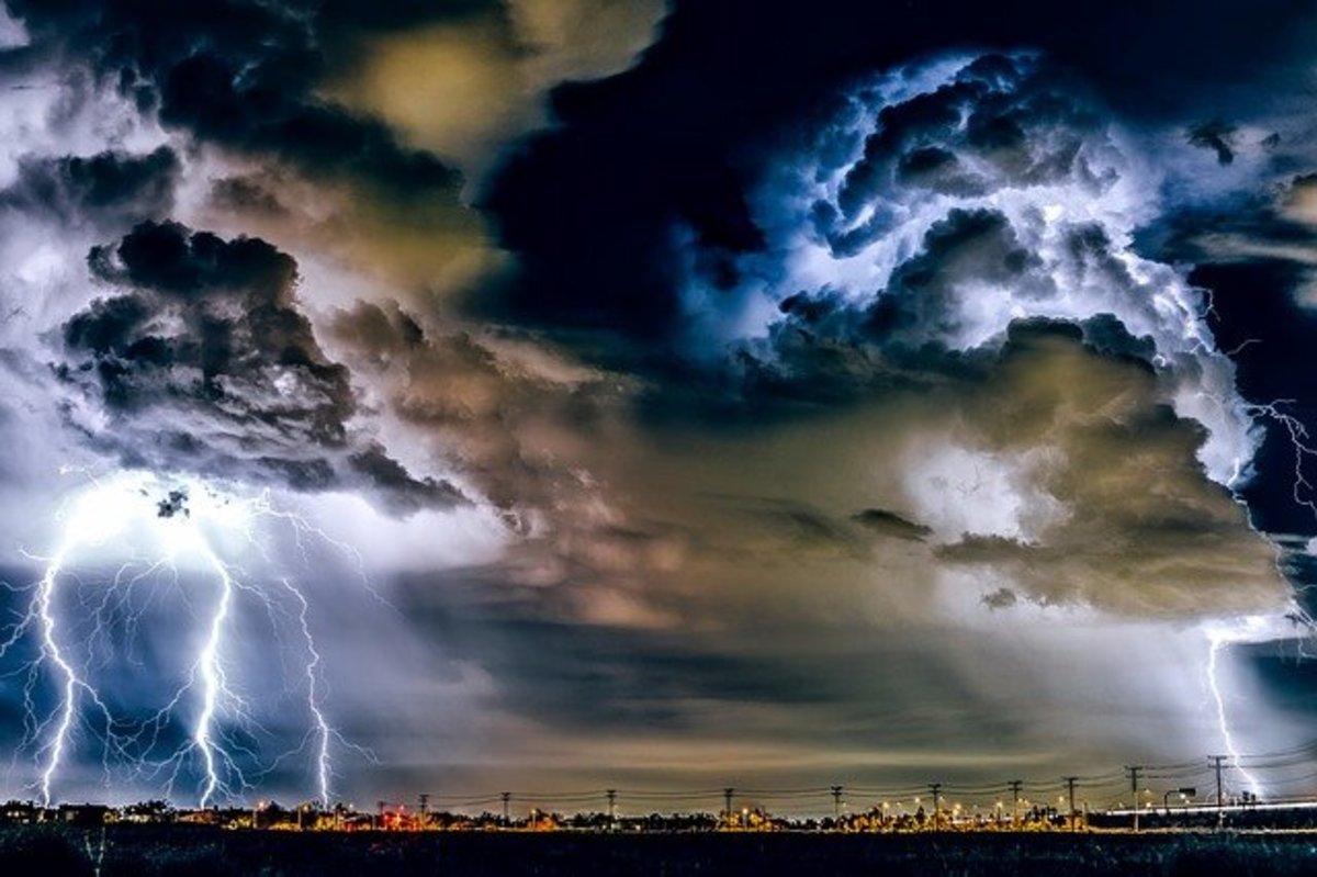 thunderstorm over a city