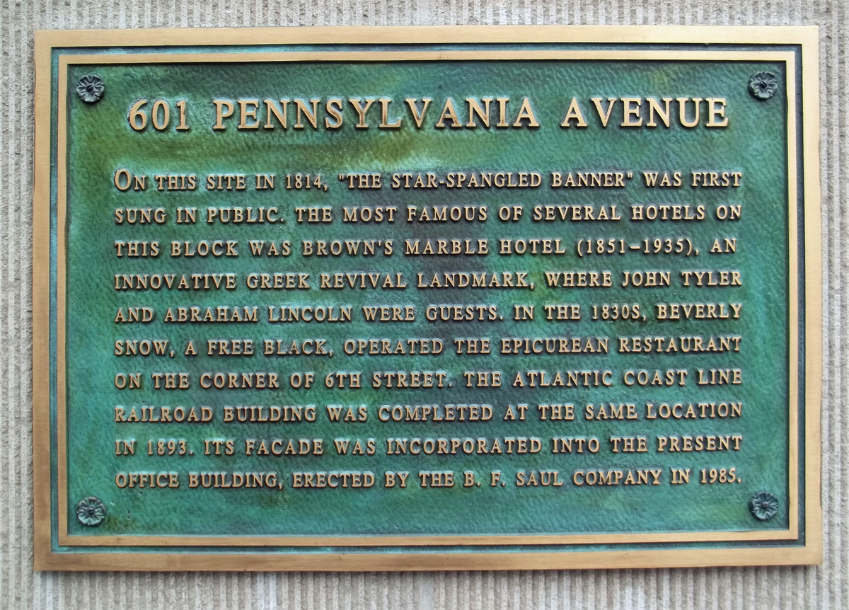 Plaque on the building that houses the infamous Capitol Grill. We had lunch there on our visit in 2013.