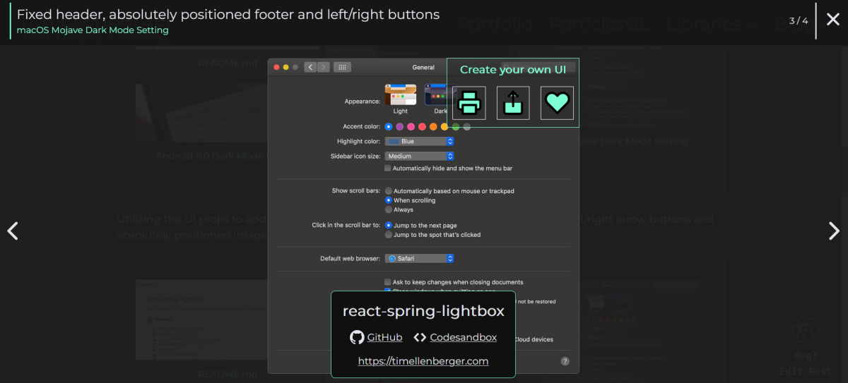 React Spring Lightbox is a great lightbox solution with image animations and intuitive zooming.