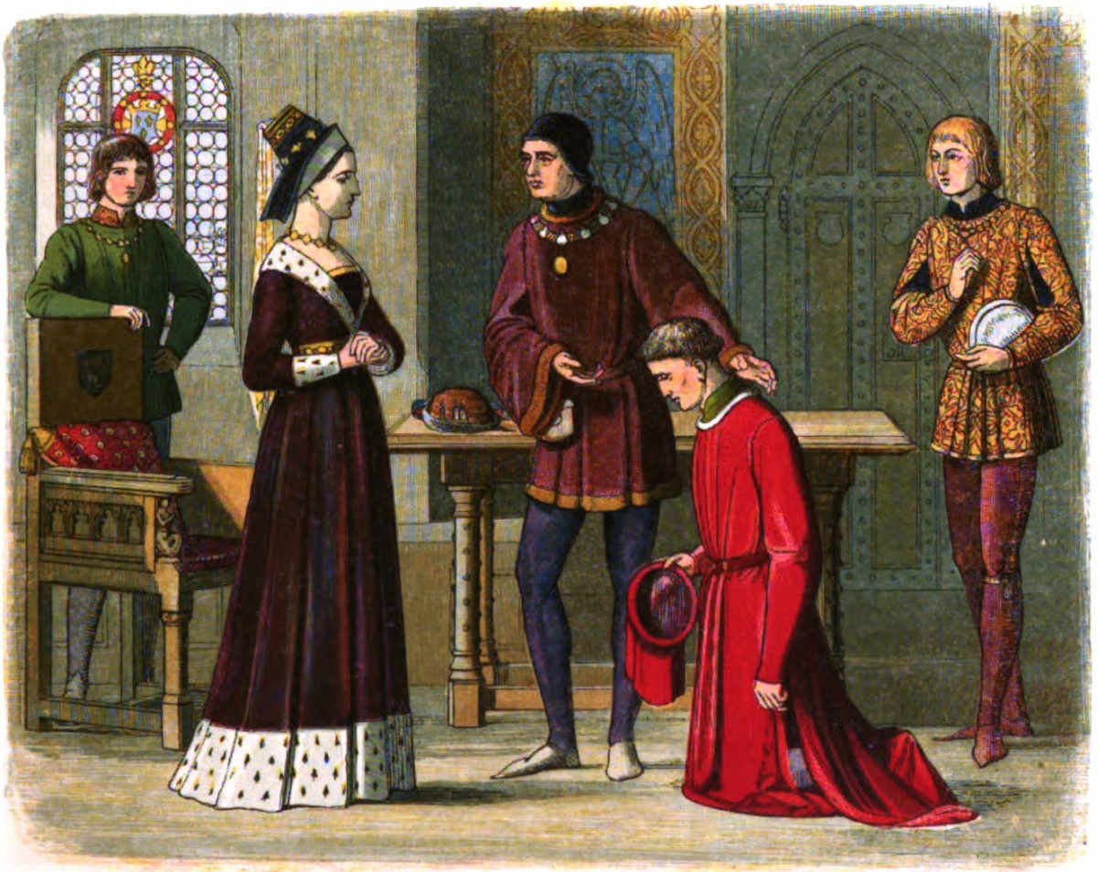 After defecting from York to Lancaster, Warwick the Kingmaker submits to Margaret of Anjou. 