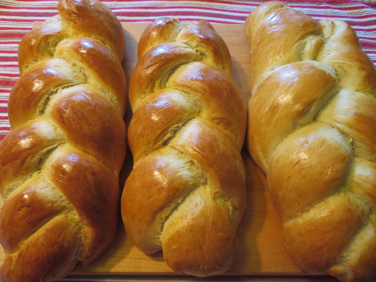 Three attractive loaves of French braided bread