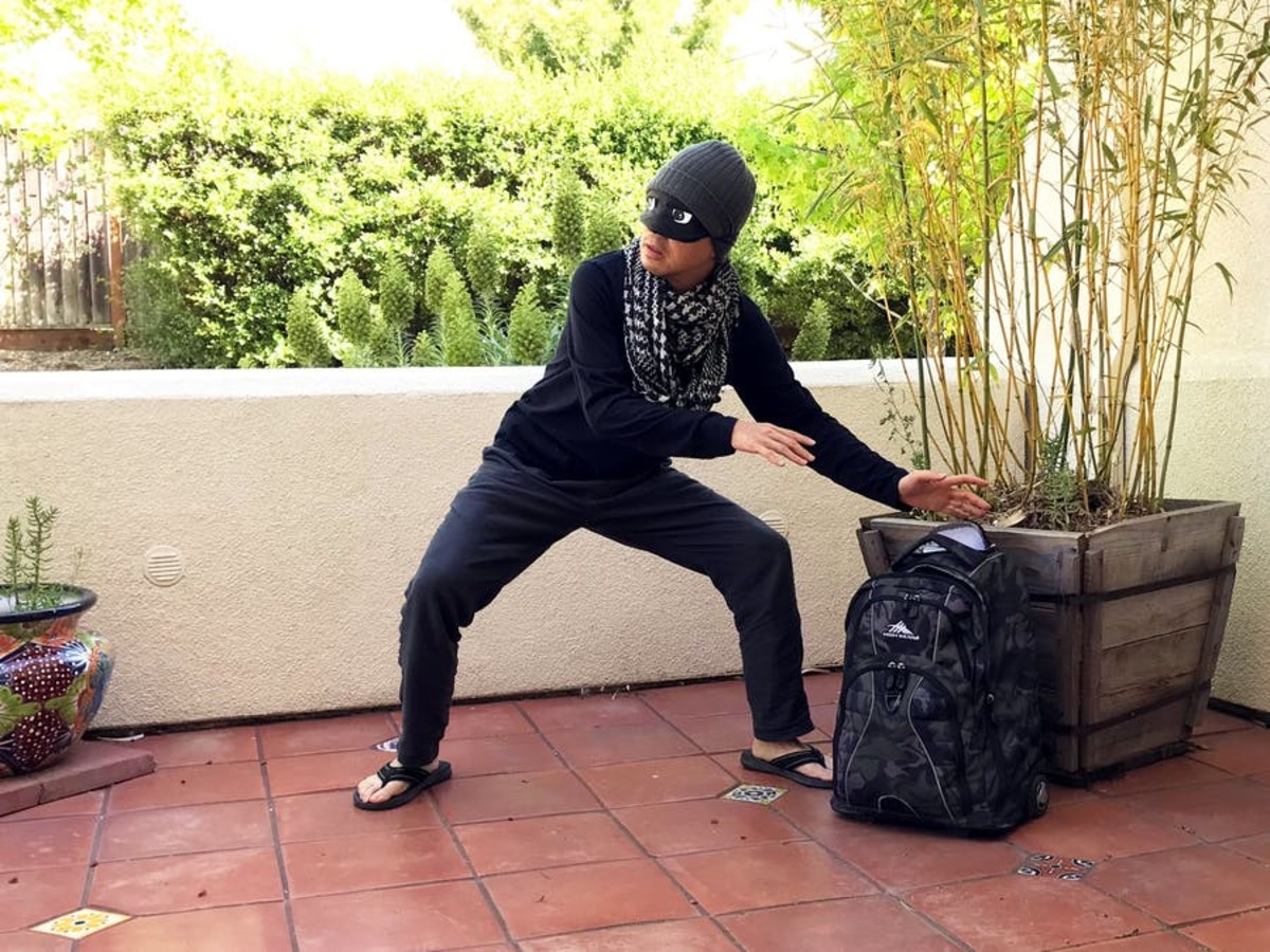A reenactment of Rowland stealing my backpack. The cause of my cursing fuck-up