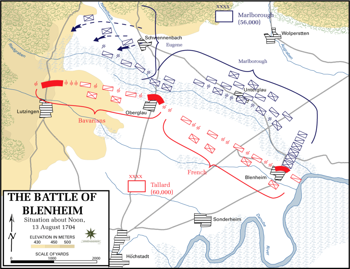 Battle map of the Battle of Blenheim