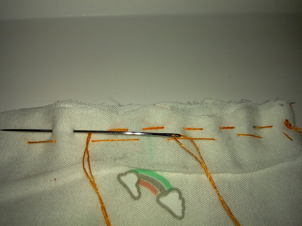 Sew permanent stitches close to edges.